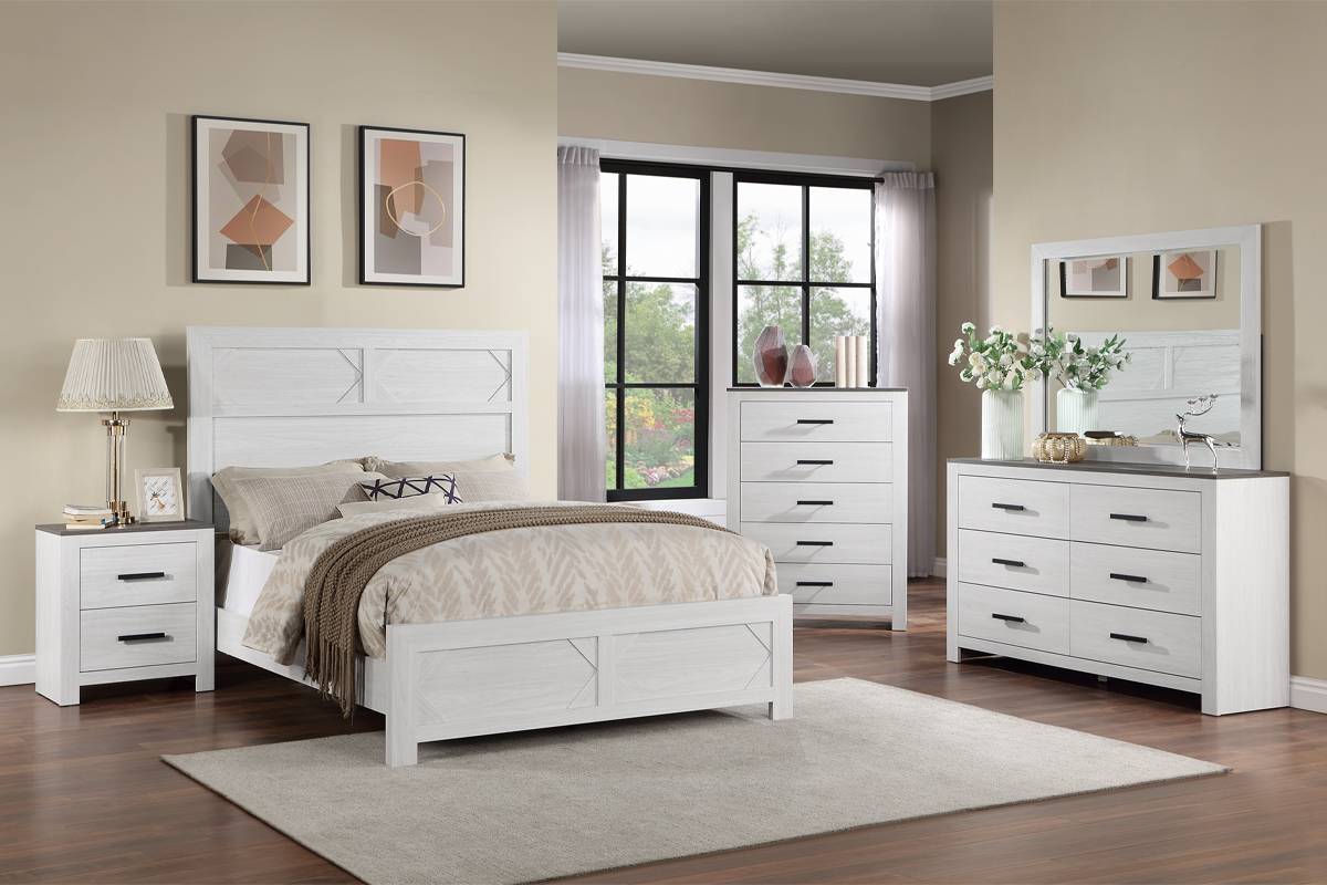 LGF9626Q Classic Modern Farmhouse White Bed