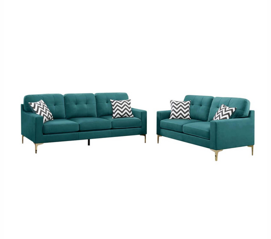 LGPF8441 Teal Blue Velvet Sofa Set